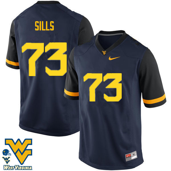Men #73 Josh Sills West Virginia Mountaineers College Football Jerseys-Navy - Click Image to Close